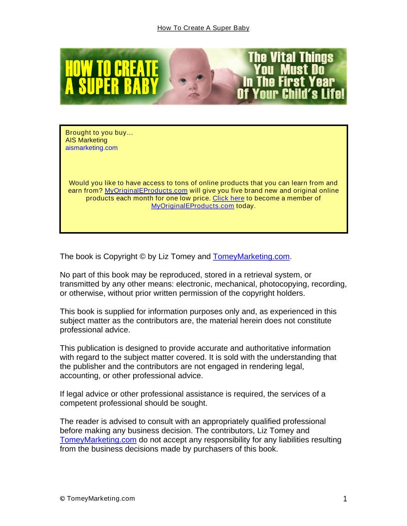 eBook: Essential Guide to Raising a Super Baby in the First Year