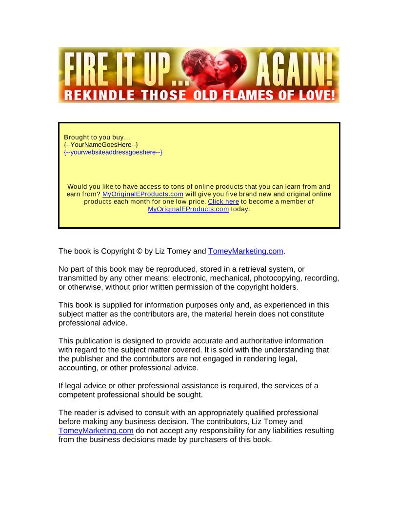 The Fire It Up Again eBook: Reviving Passion and Romance in Relationships