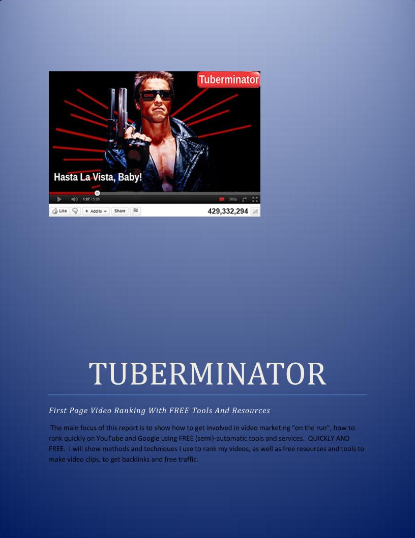 The TUBERMINATOR eBook: Unlock YouTube Video Ranking with Free Strategies