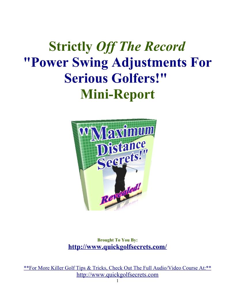 Essential eBook: Power Swing Adjustments and Tips for Serious Golfers