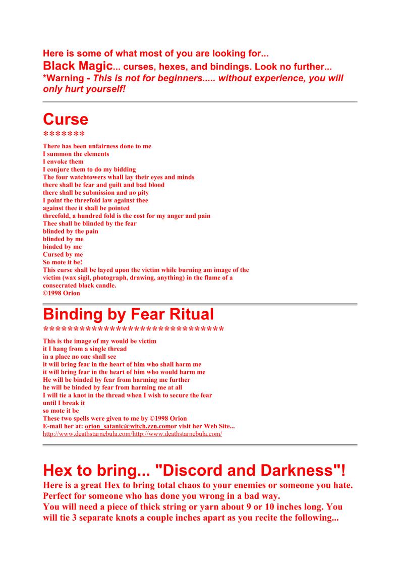 eBook Guide to Dark Magic Curses and Hexes for Revenge