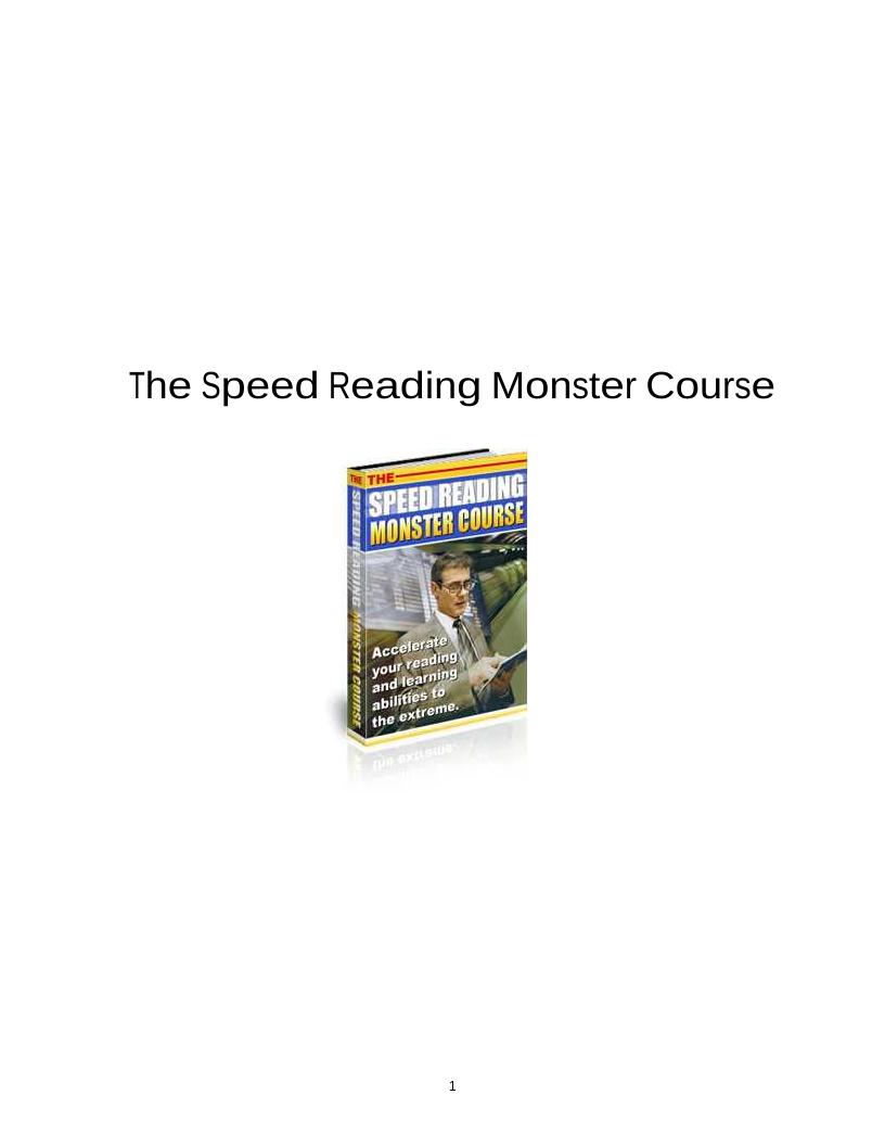 Discover the Speed Reading Monster Course eBook for Rapid Learning and Comprehension