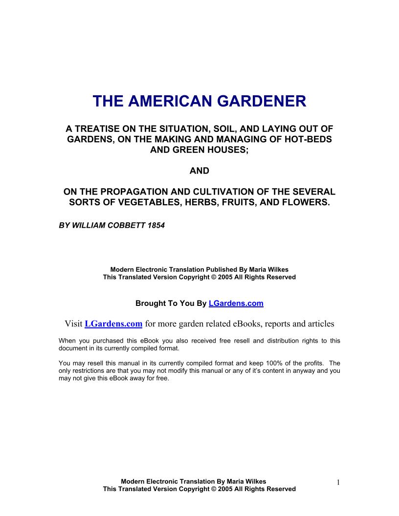 The American Gardener eBook: Timeless Cultivation and Propagation Guide