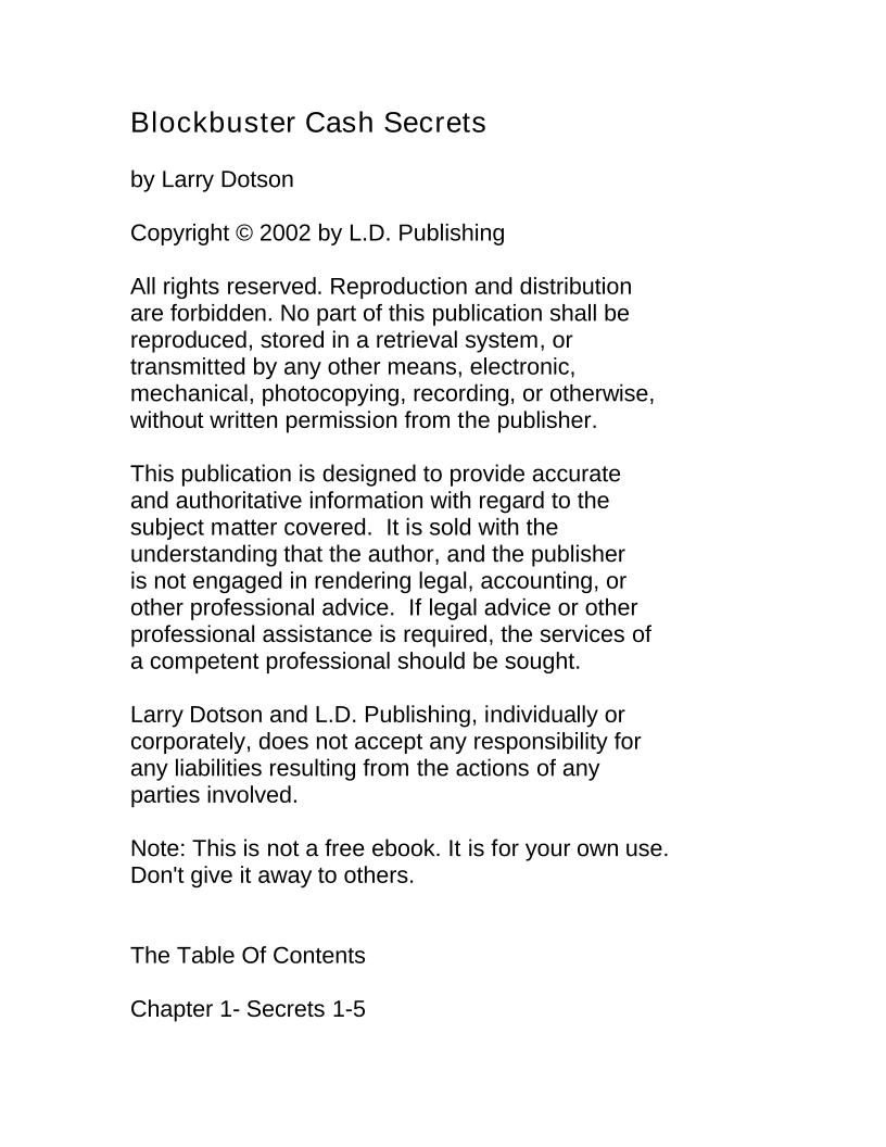 Unlock Blockbuster Cash Secrets: The Ultimate eBook for Online Business Success