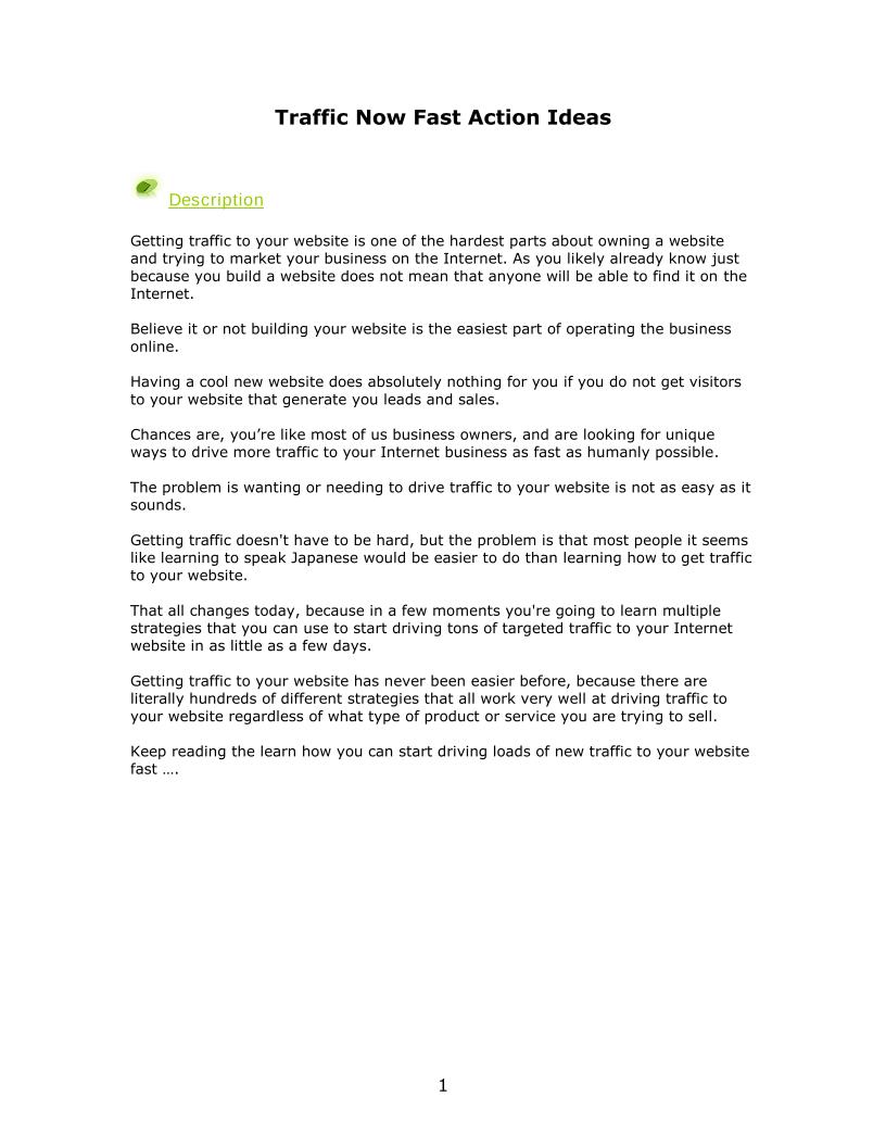 Unlock Fast Action Ideas eBook: Drive Traffic to Your Website Now