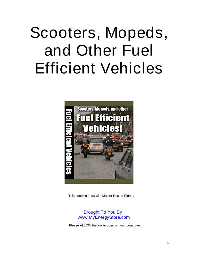 eBook: Unlock Scooters, Mopeds, and Fuel-Efficient Rides for Savings