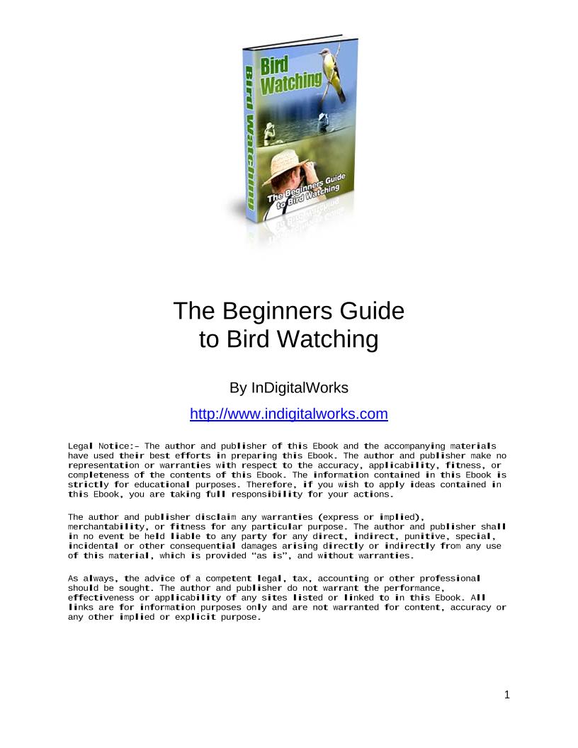 eBook: The Beginner's Ultimate Guide to Fascinating Bird Watching
