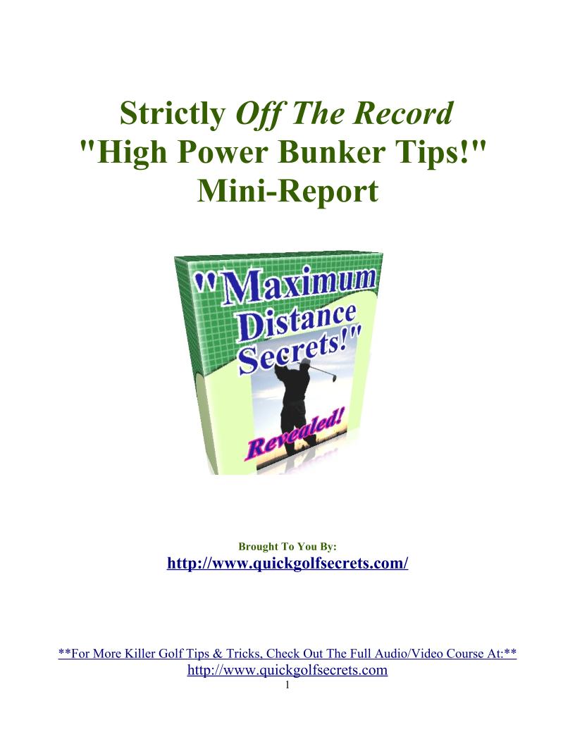 eBook: Unlock High Power Bunker Tips and Elevate Your Golf Game