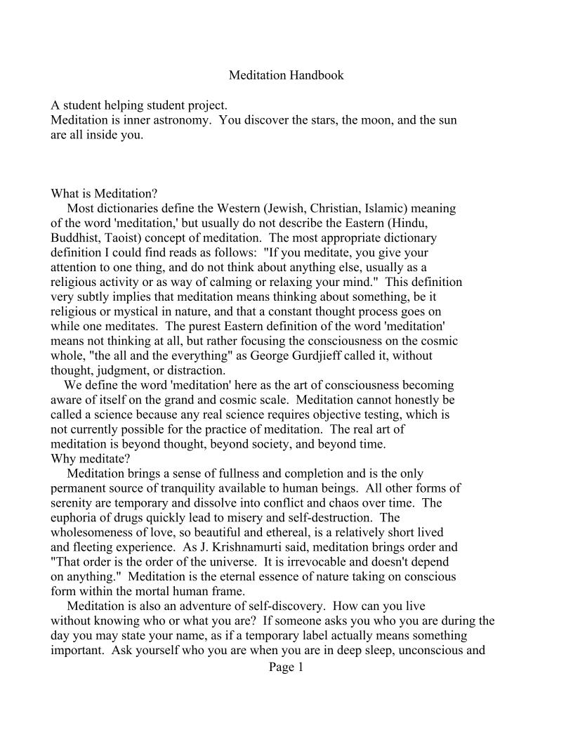 eBook: The Ultimate Meditation Handbook for Inner Peace and Enlightenment