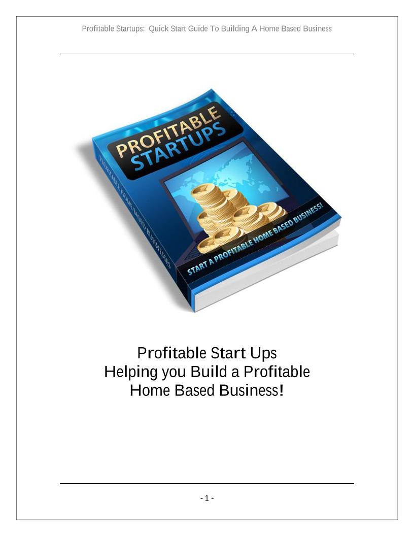 eBook: Profitable Startups - Quick Guide to Home-Based Ventures