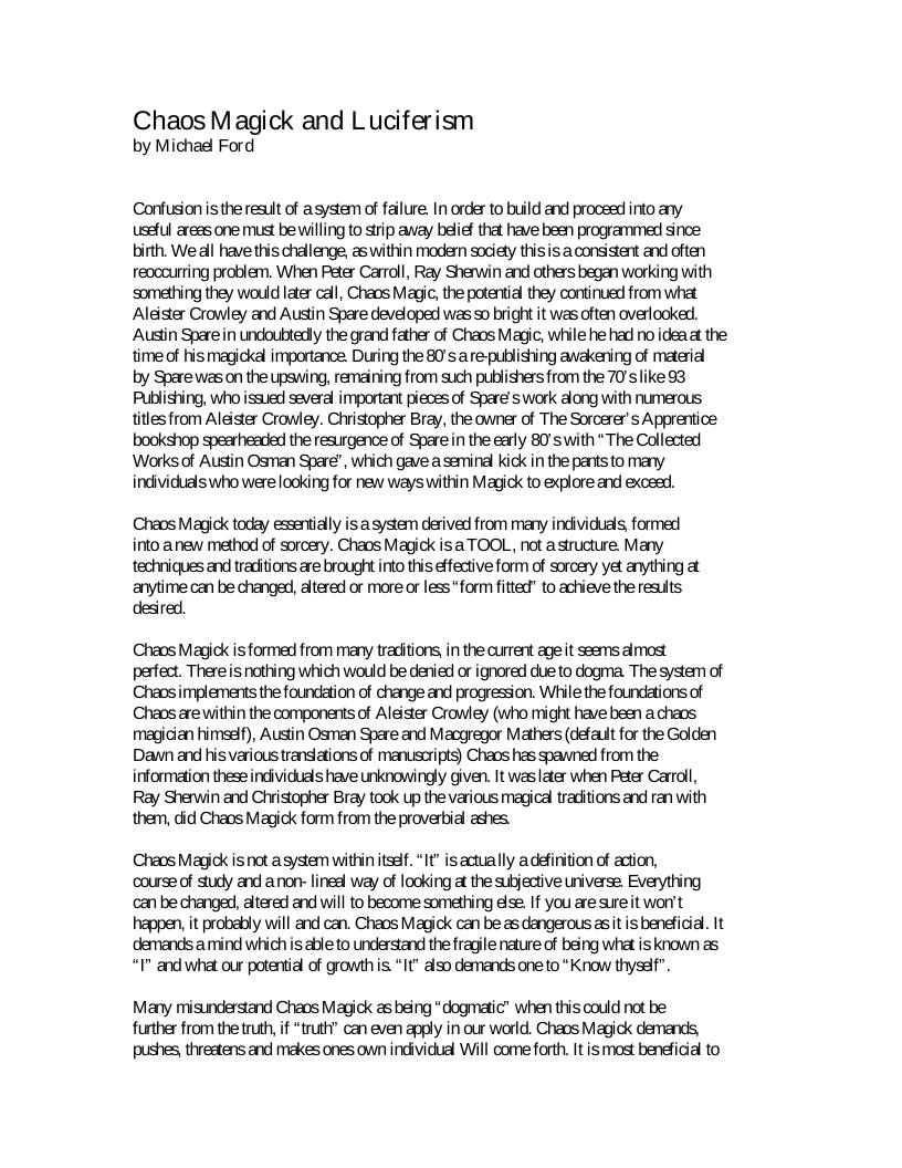 eBook on Chaos Magick and Luciferism: Unlocking Mysteries of Sorcery