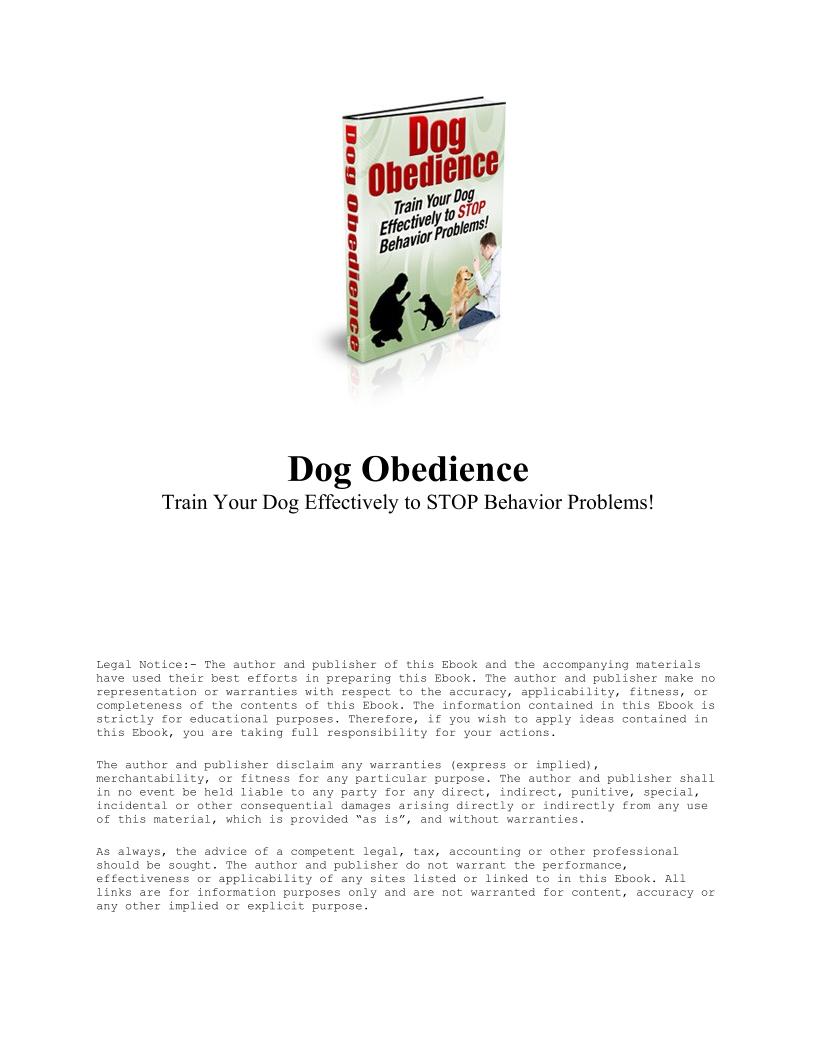 eBook: Master Dog Obedience and Eliminate Bad Behaviors Effectively