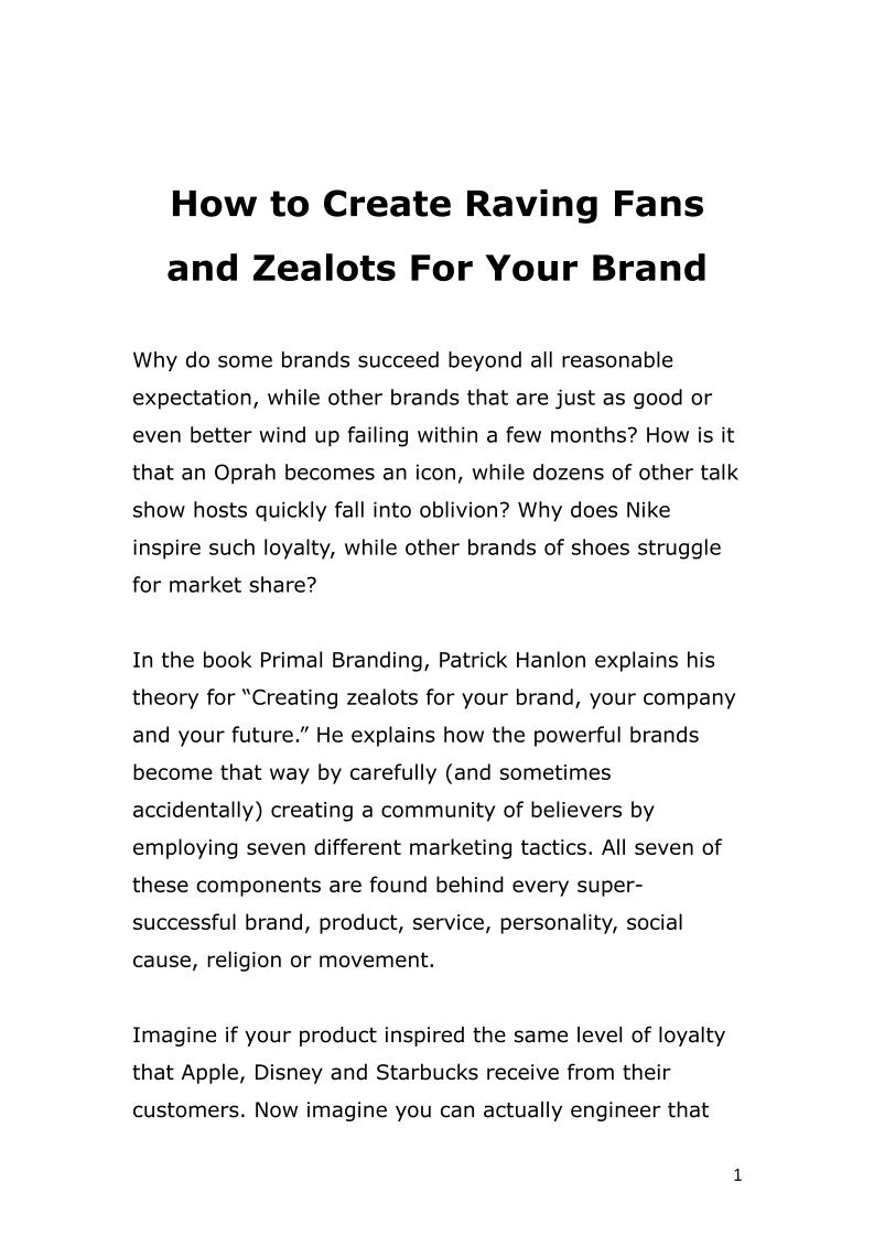 eBook: Creating Zealots for Your Brand with Primal Branding Secrets