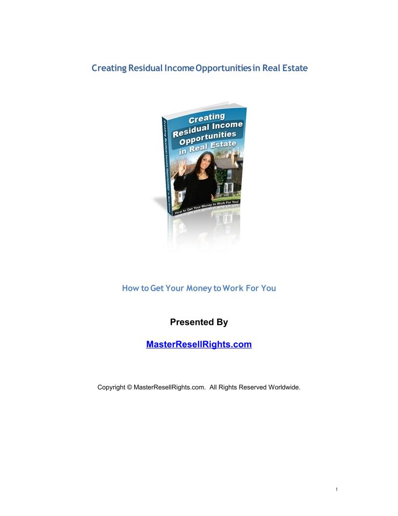 eBook: Mastering Residual Income in Real Estate Investments