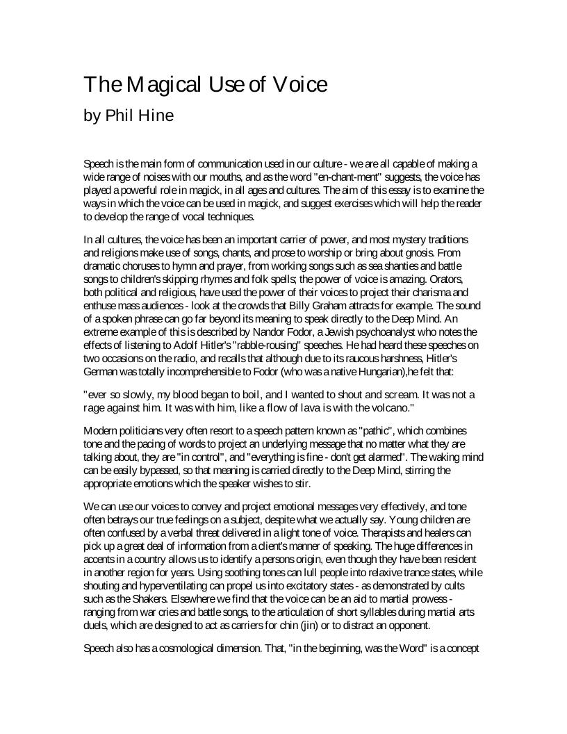 eBook: Discover the Magical Use of Voice for Enchantment and Rituals