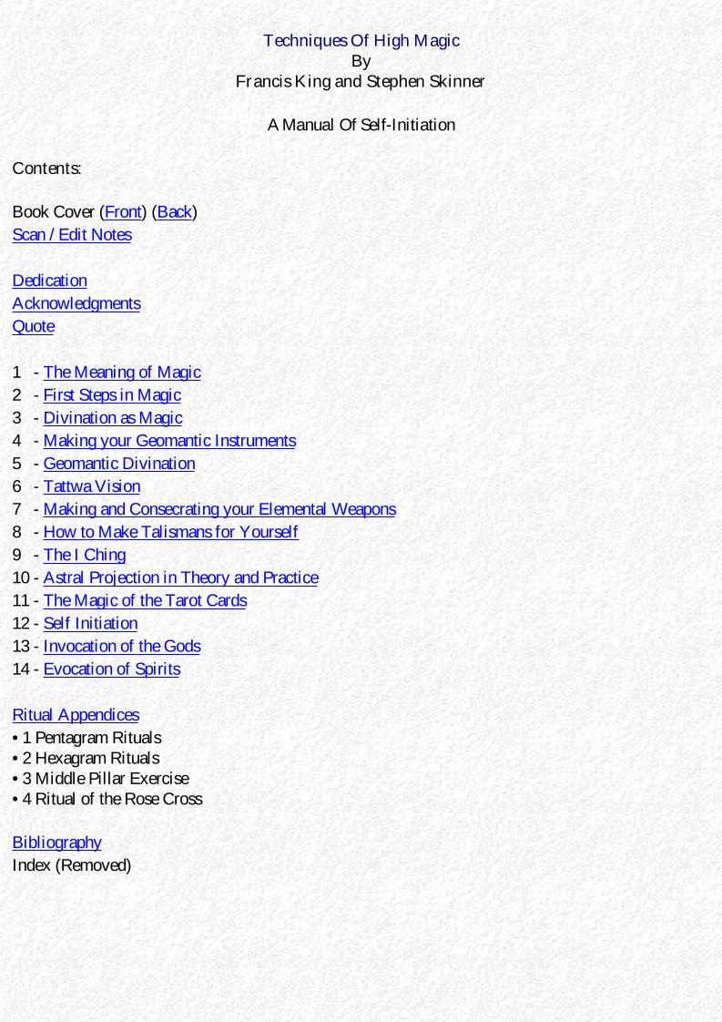 eBook: Techniques of High Magic – A Self-Initiation Manual by King and Skinner