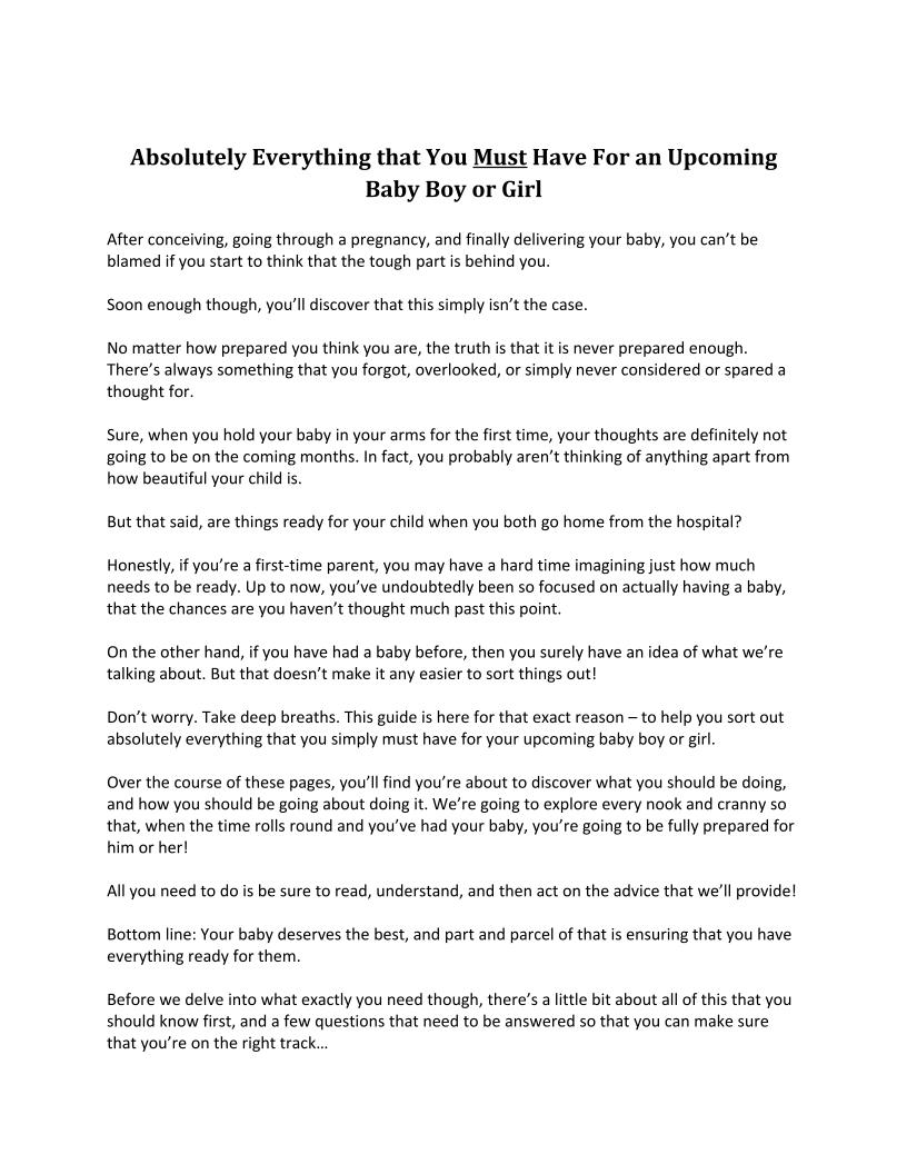 The Essential eBook Guide to Preparing for Your New Baby's Arrival