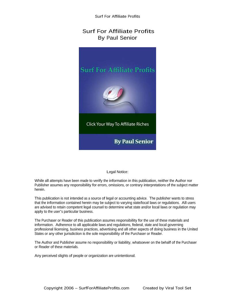 eBook: Surf for Affiliate Profits - Mastering Free Advertising Strategies