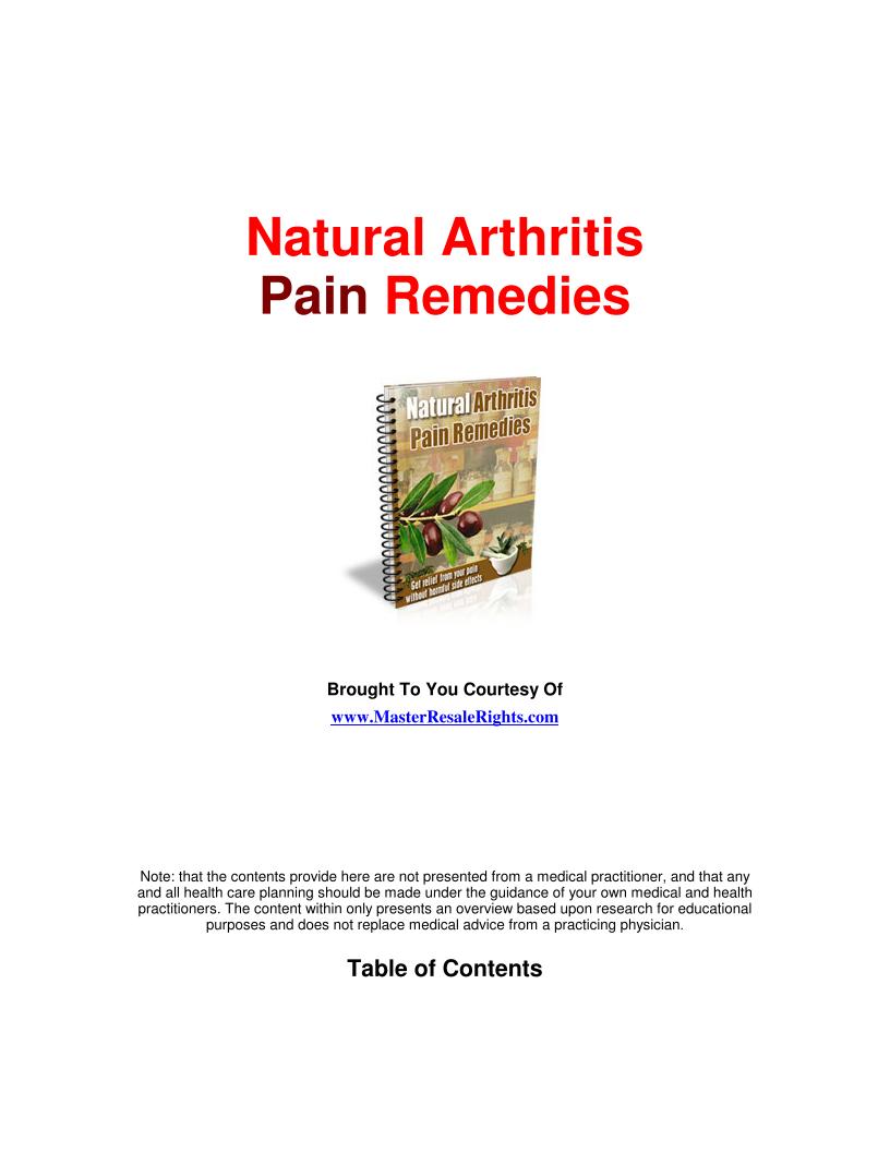 Discover the eBook on Natural Arthritis Pain Remedies for Lasting Relief