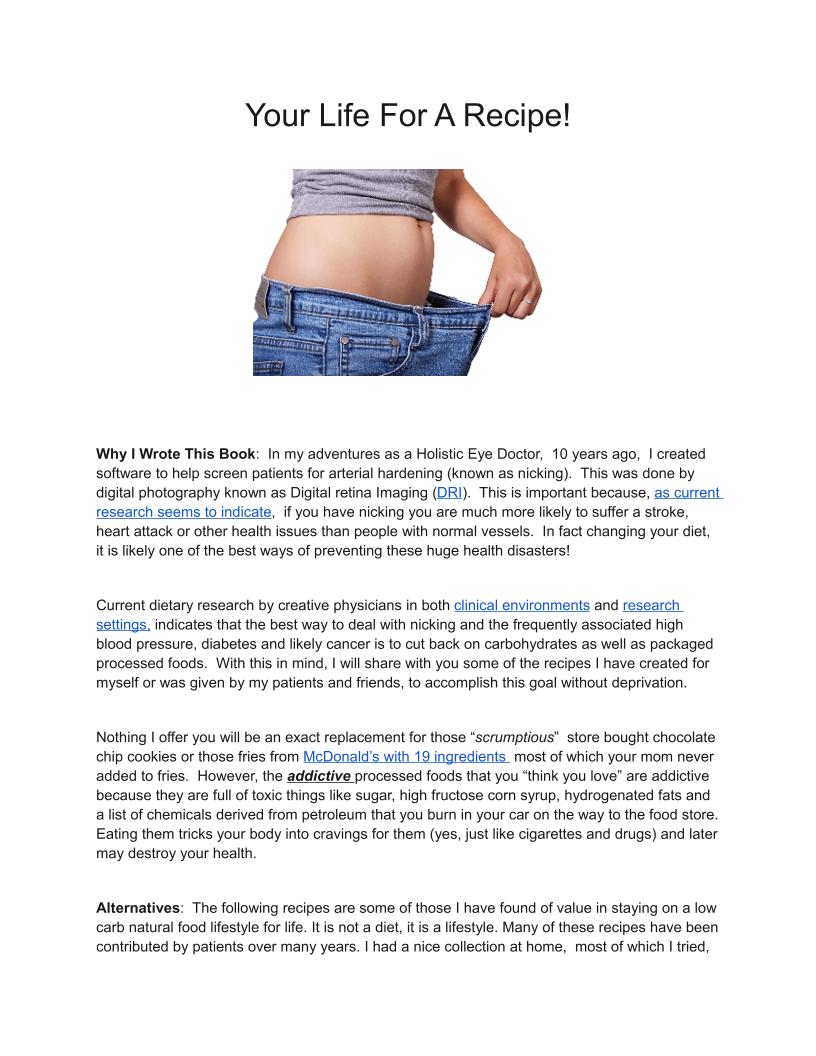 Your Life for a Recipe eBook: Discover Healthy Low-Carb Recipes for Vitality