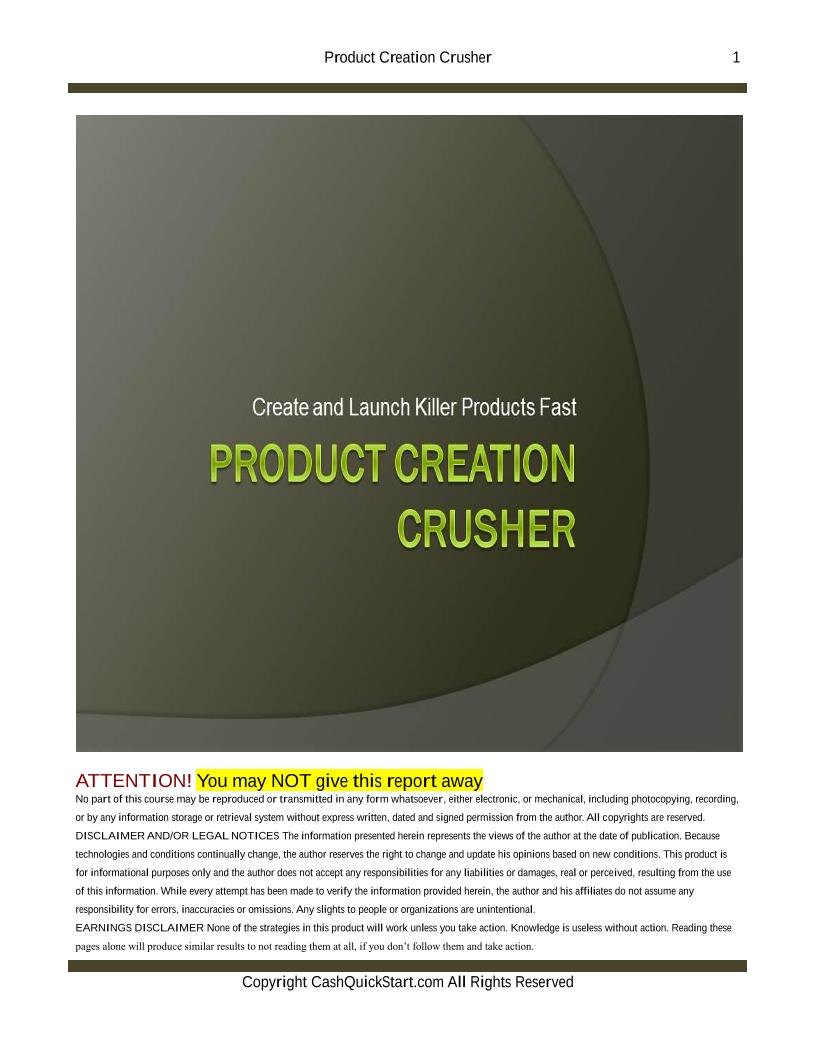 The Ultimate eBook on Crushing Product Creation for Profits