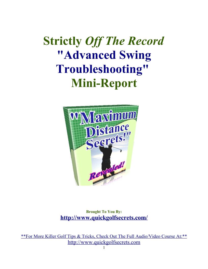 eBook: Mastering Advanced Golf Swing Troubleshooting Secrets for Better Play