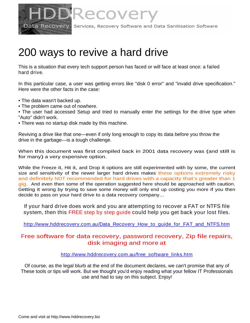 eBook: 200 Essential Ways to Revive Your Hard Drive and Recover Data