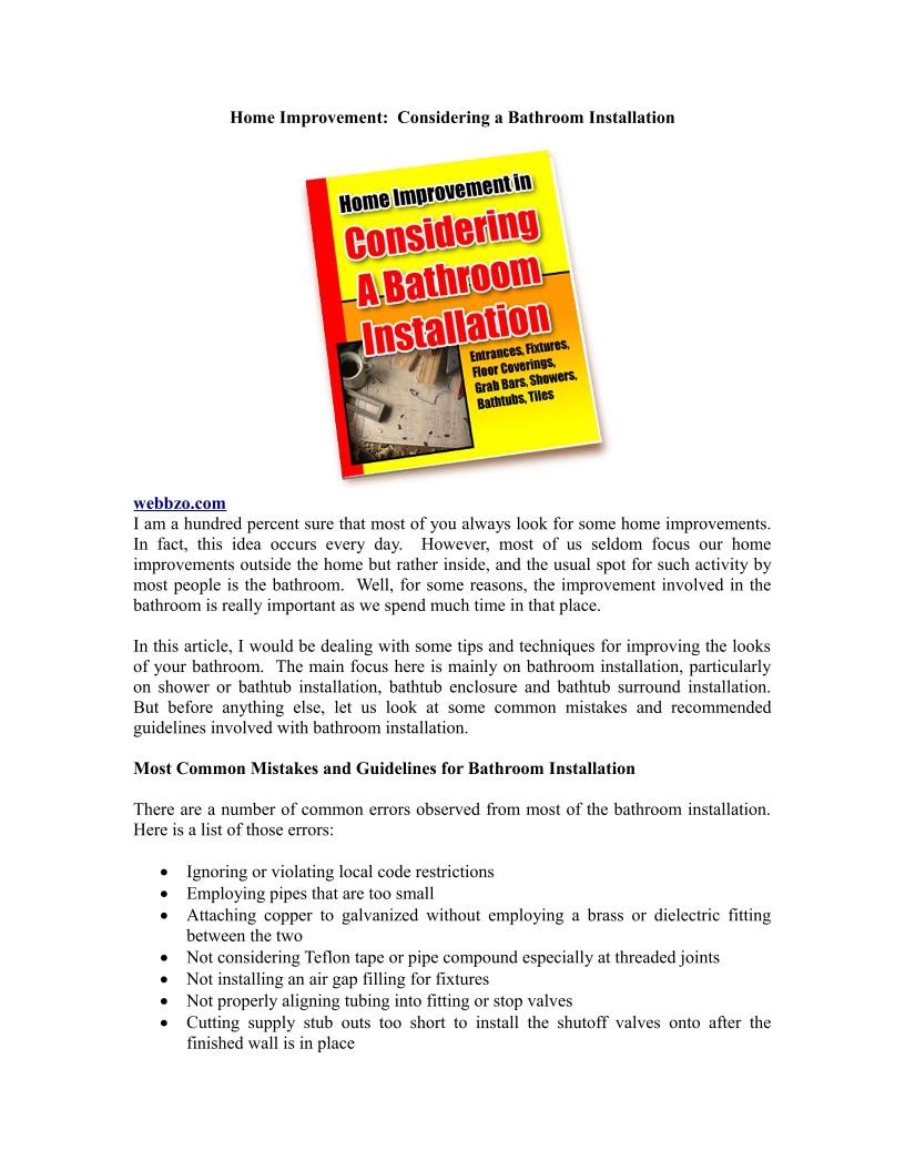 eBook: Ultimate Guide to Mastering Bathroom Installations and Renovations