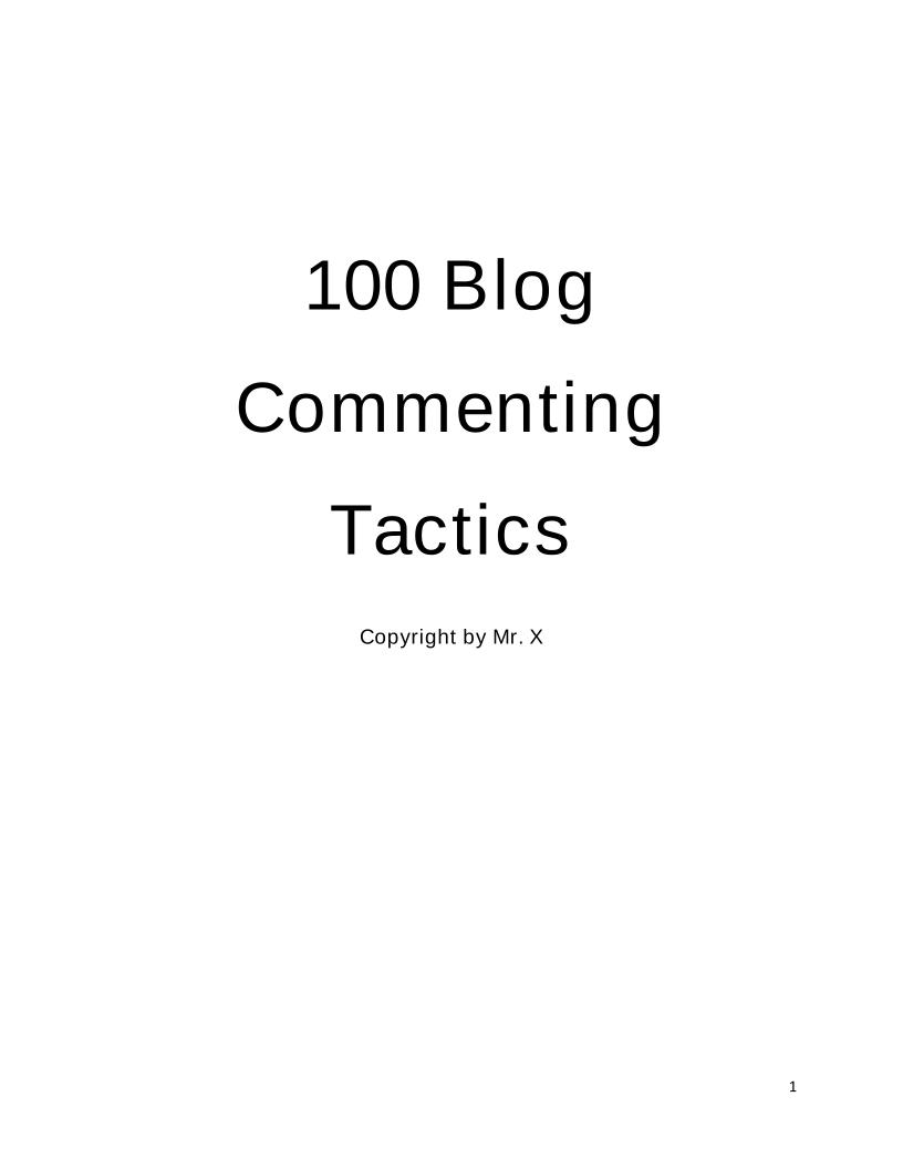 Unlock 100 Proven Blog Commenting Tactics in This Ultimate eBook