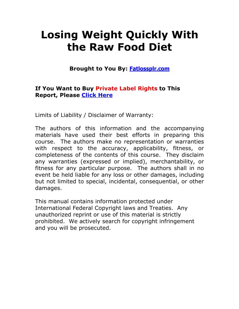 Unlock Rapid Weight Loss with the Raw Food Diet eBook