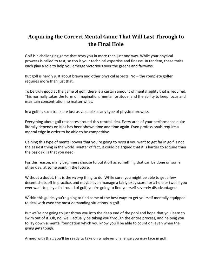 Unlock Your Mental Edge: The Ultimate eBook for Mastering Golf's Psychological Challenges