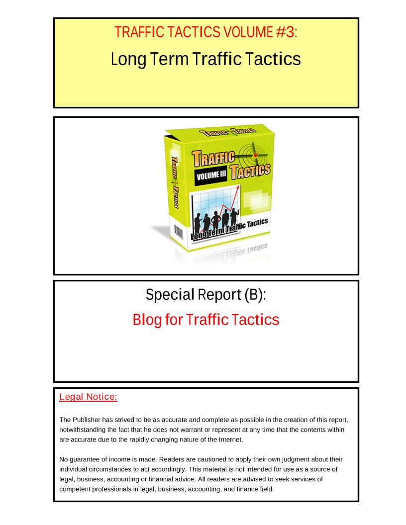 Unlock Proven Strategies in the eBook: Blog for Traffic Tactics