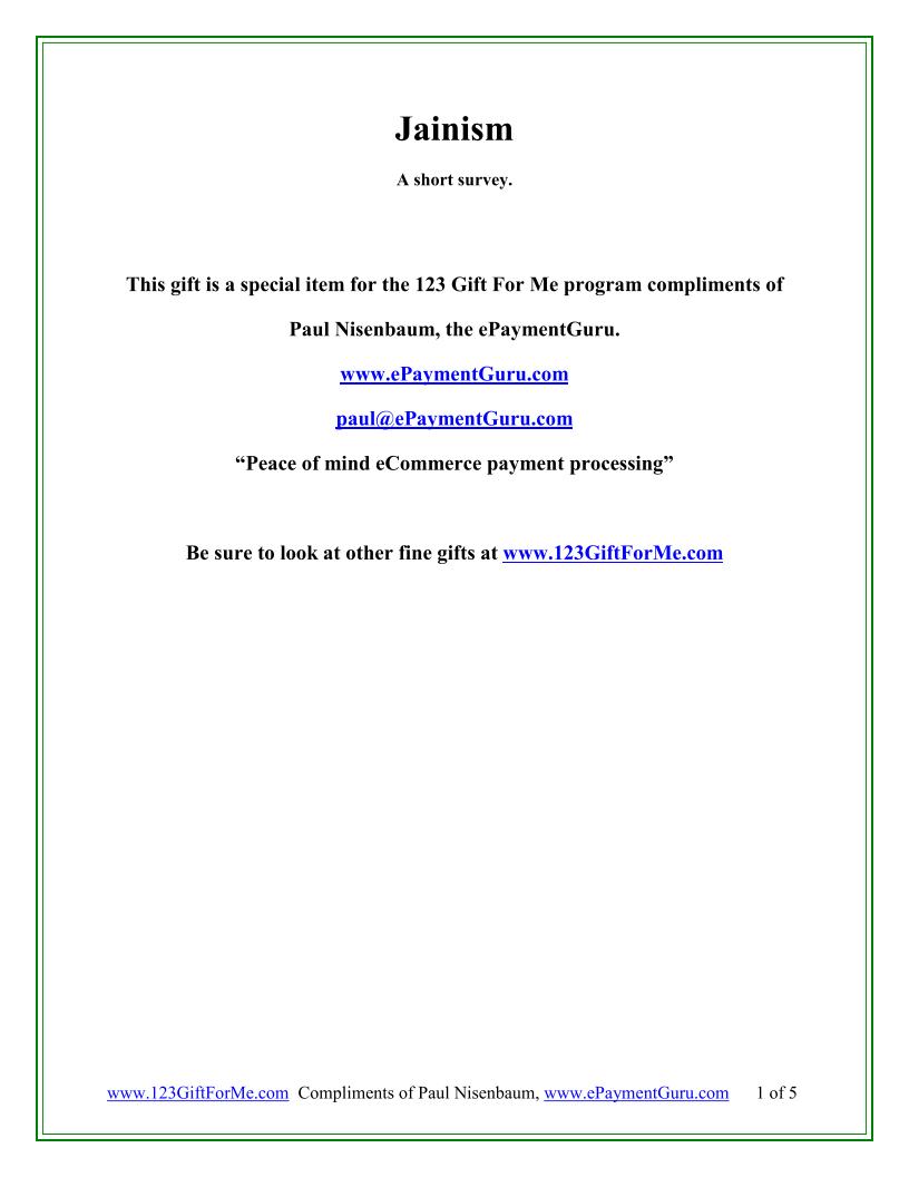 eBook: Exploring the Wisdom of Jainism - A Short Survey of Spiritual Principles