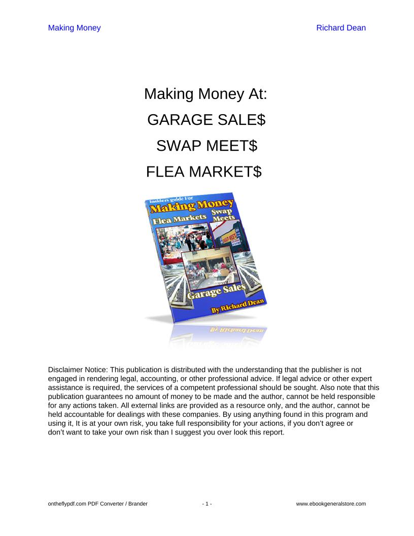 eBook: Unlock Profits with Garage Sales, Swap Meets, and Flea Markets
