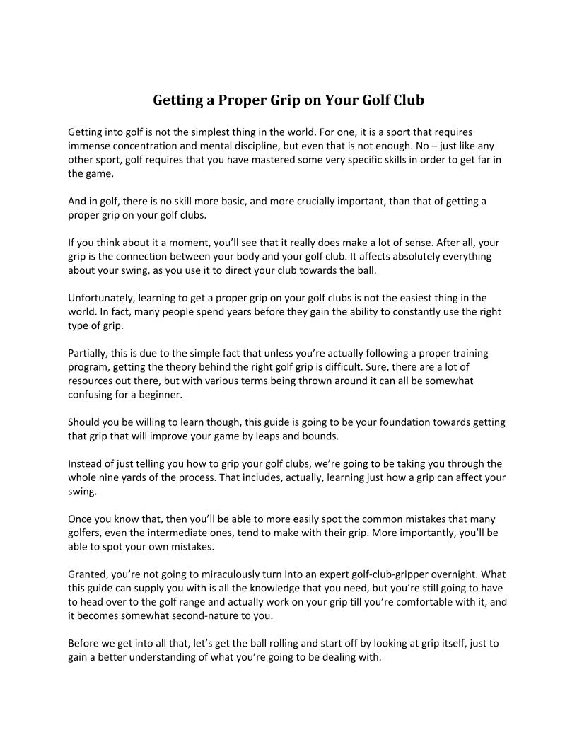 Unlock the Secrets of Proper Golf Club Grips with This Essential eBook