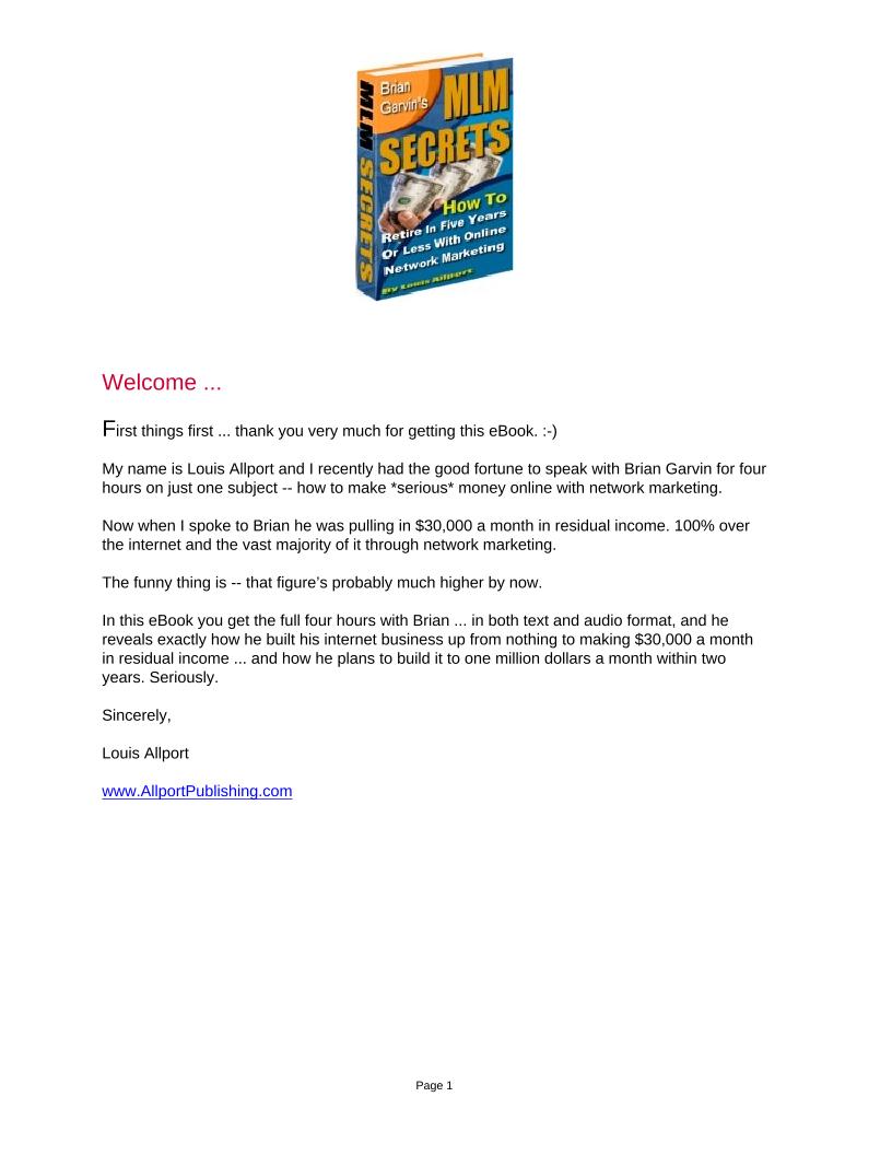 Unlock Brian Garvin's MLM Secrets eBook: Master Online Wealth Building