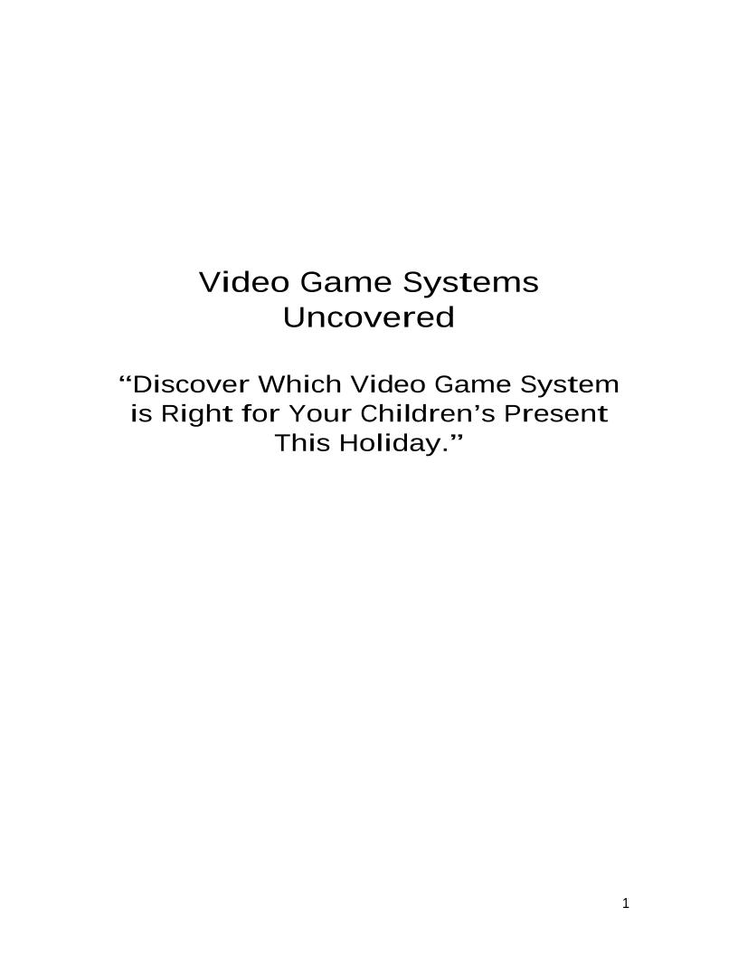 Ultimate eBook Guide to Video Game Systems for Kids' Holidays