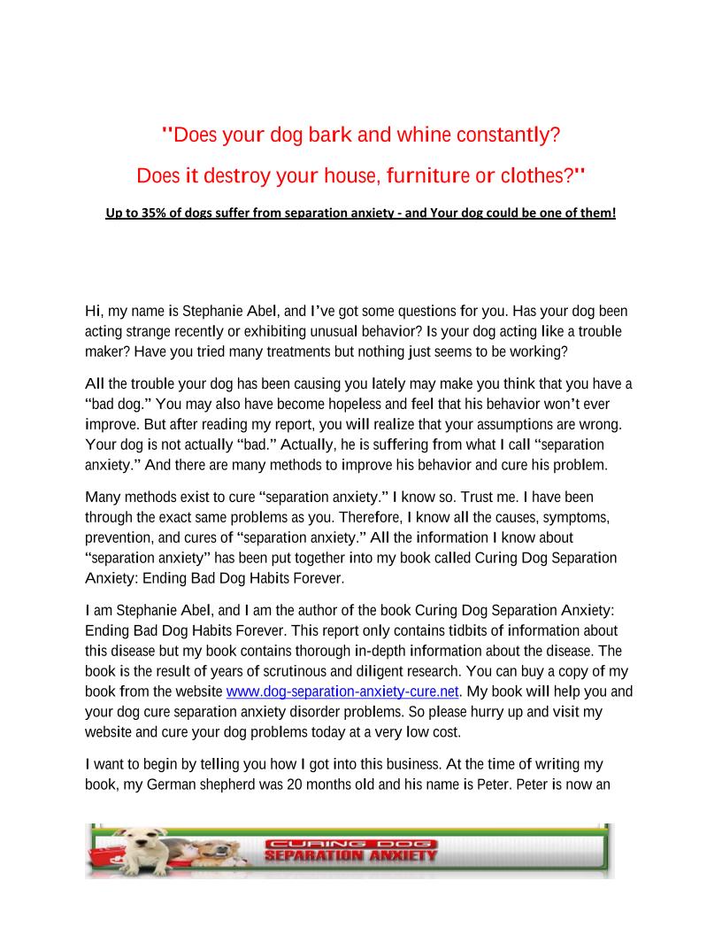 Ultimate eBook Guide to Curing Dog Separation Anxiety and Bad Behaviors
