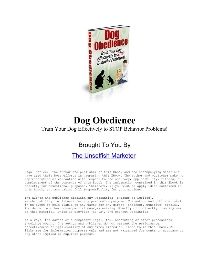 Master Dog Obedience eBook: Stop Bad Behaviors Effectively Now