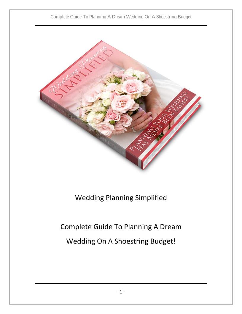 eBook: Wedding Planning Simplified – Your Guide to a Budget Dream Wedding