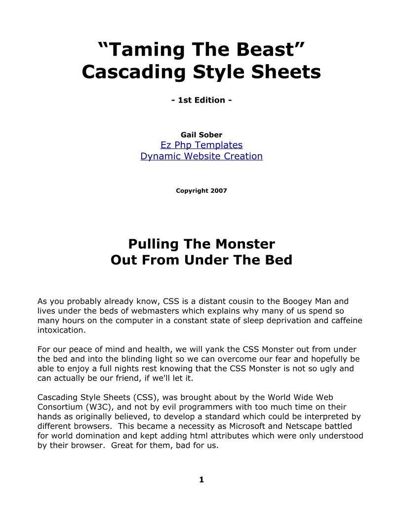 eBook: Mastering CSS - Taming the Beast for Web Design Enthusiasts