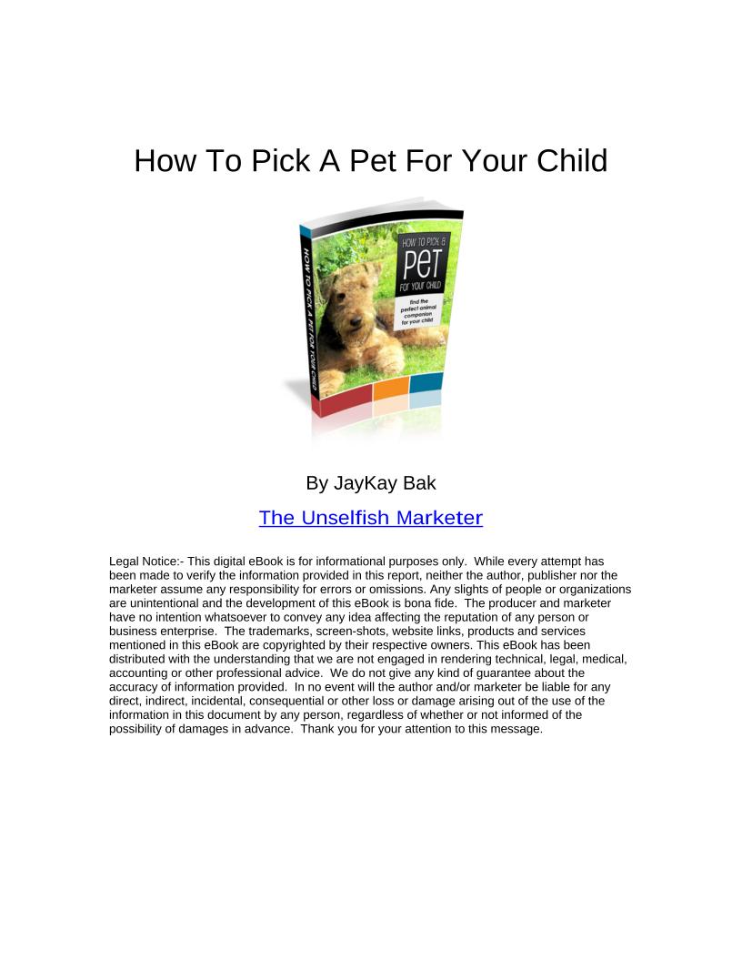 Ultimate eBook Guide to Selecting Pets for Kids