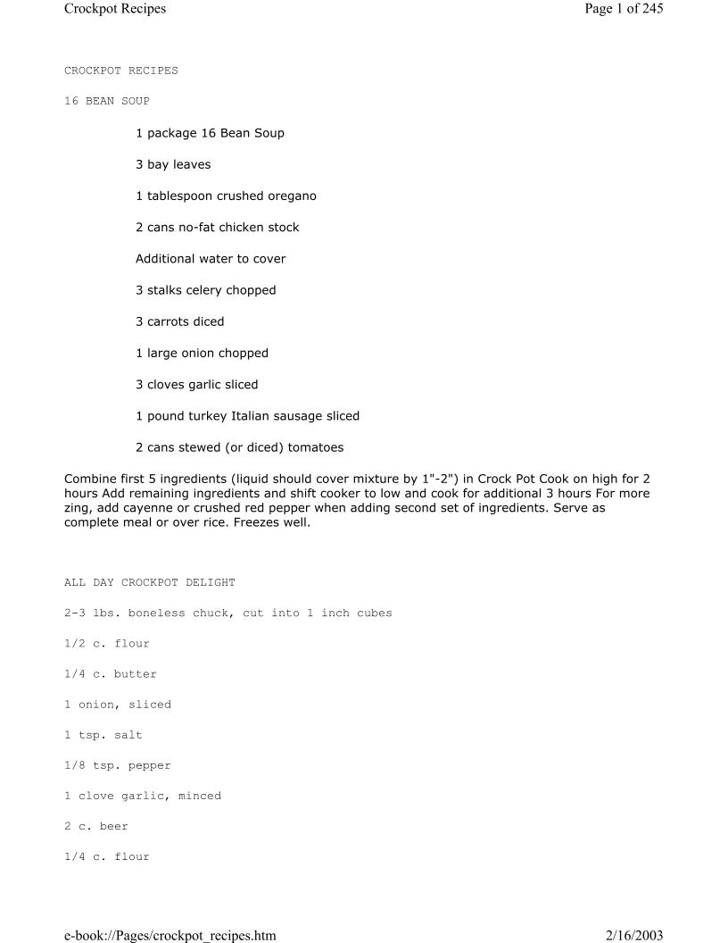 eBook: Tasty Crockpot Recipes for Easy Everyday Meals