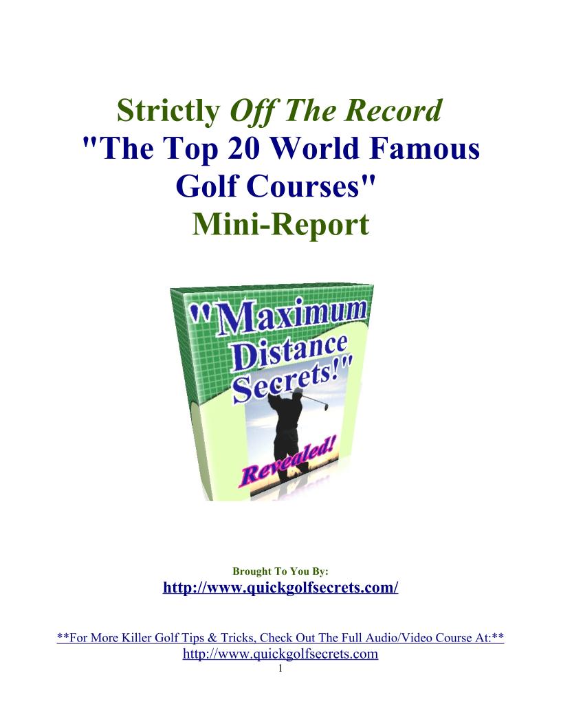 Discover the eBook on the Top 20 World-Famous Golf Courses Adventure
