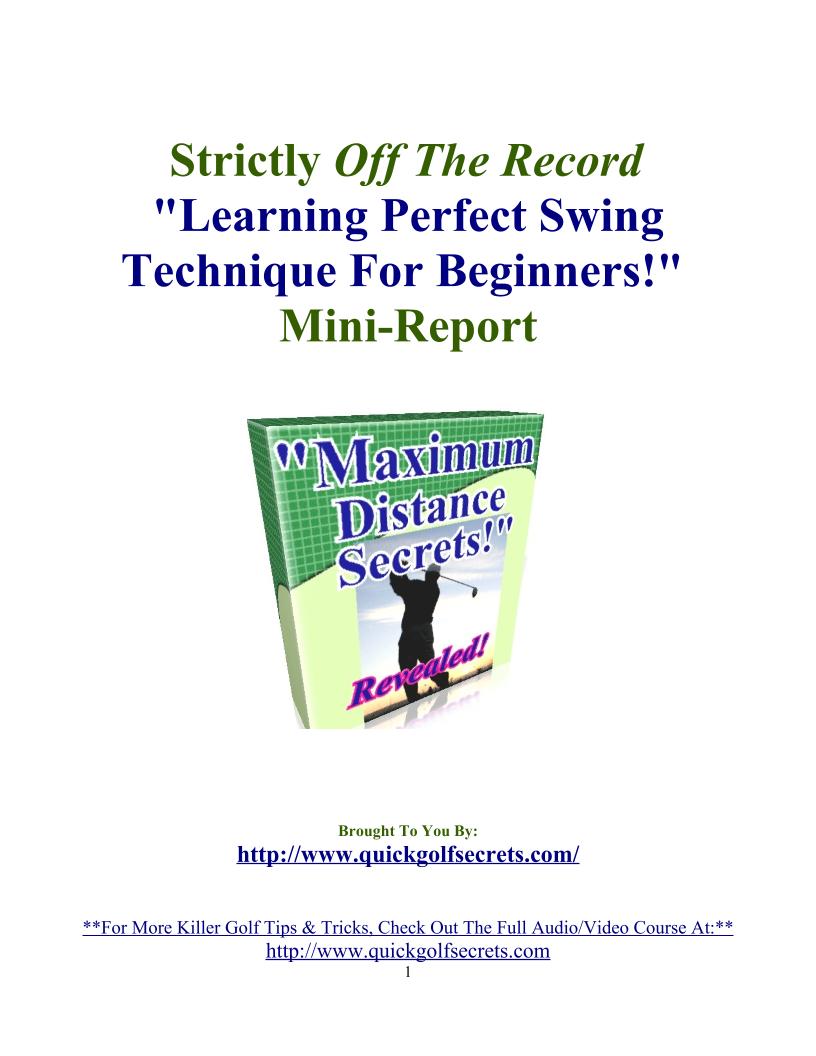 eBook: Master the Perfect Golf Swing Technique for Beginners