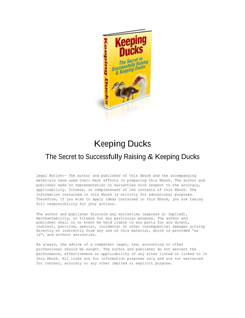 eBook: Mastering the Secrets of Raising and Keeping Ducks Successfully