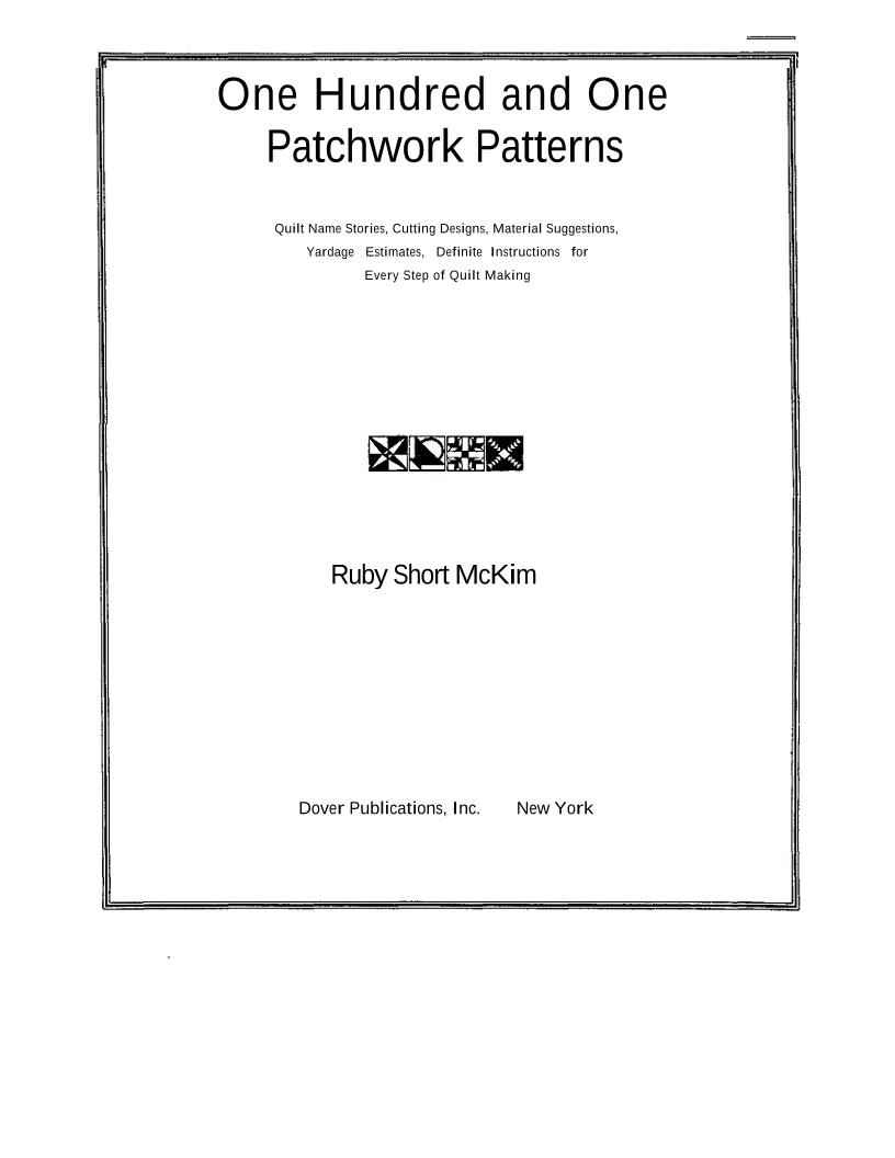eBook Guide to One Hundred and One Patchwork Patterns for Quilters