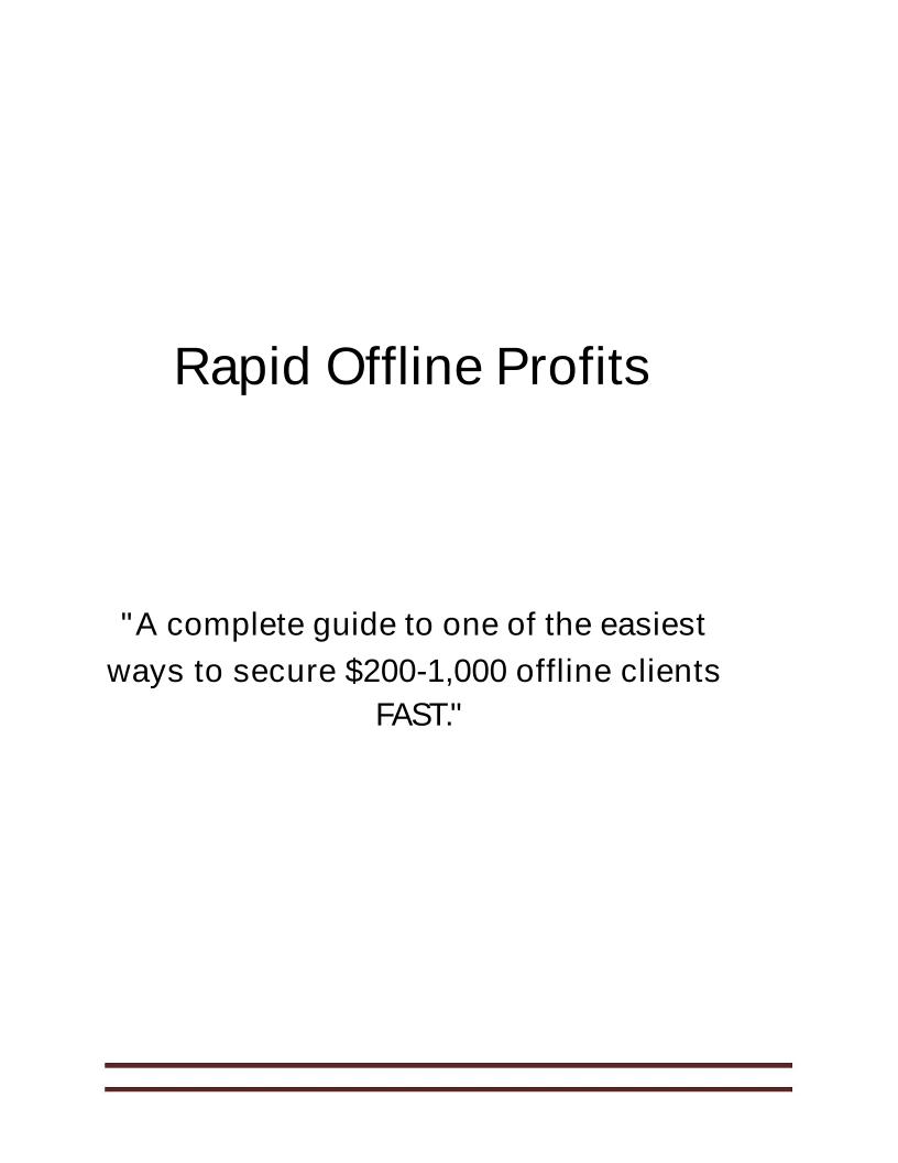 Unlock Rapid Offline Profits eBook: Easy Guide to Securing Clients Fast