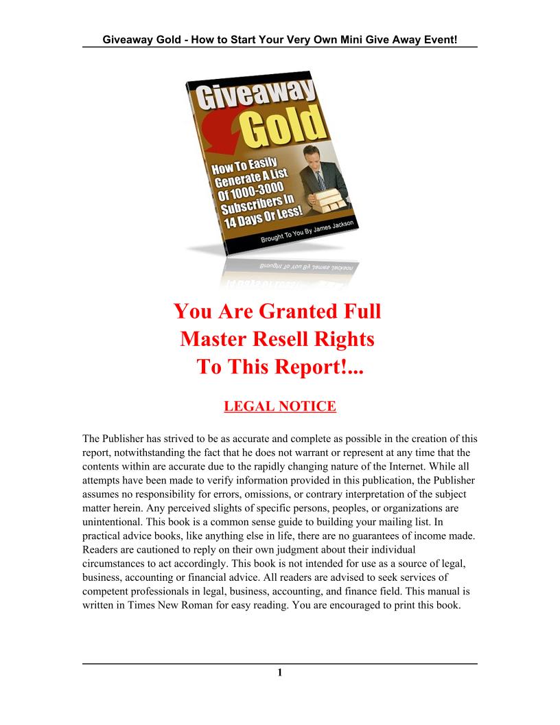 eBook on Mastering Mini Giveaway Events for List Growth