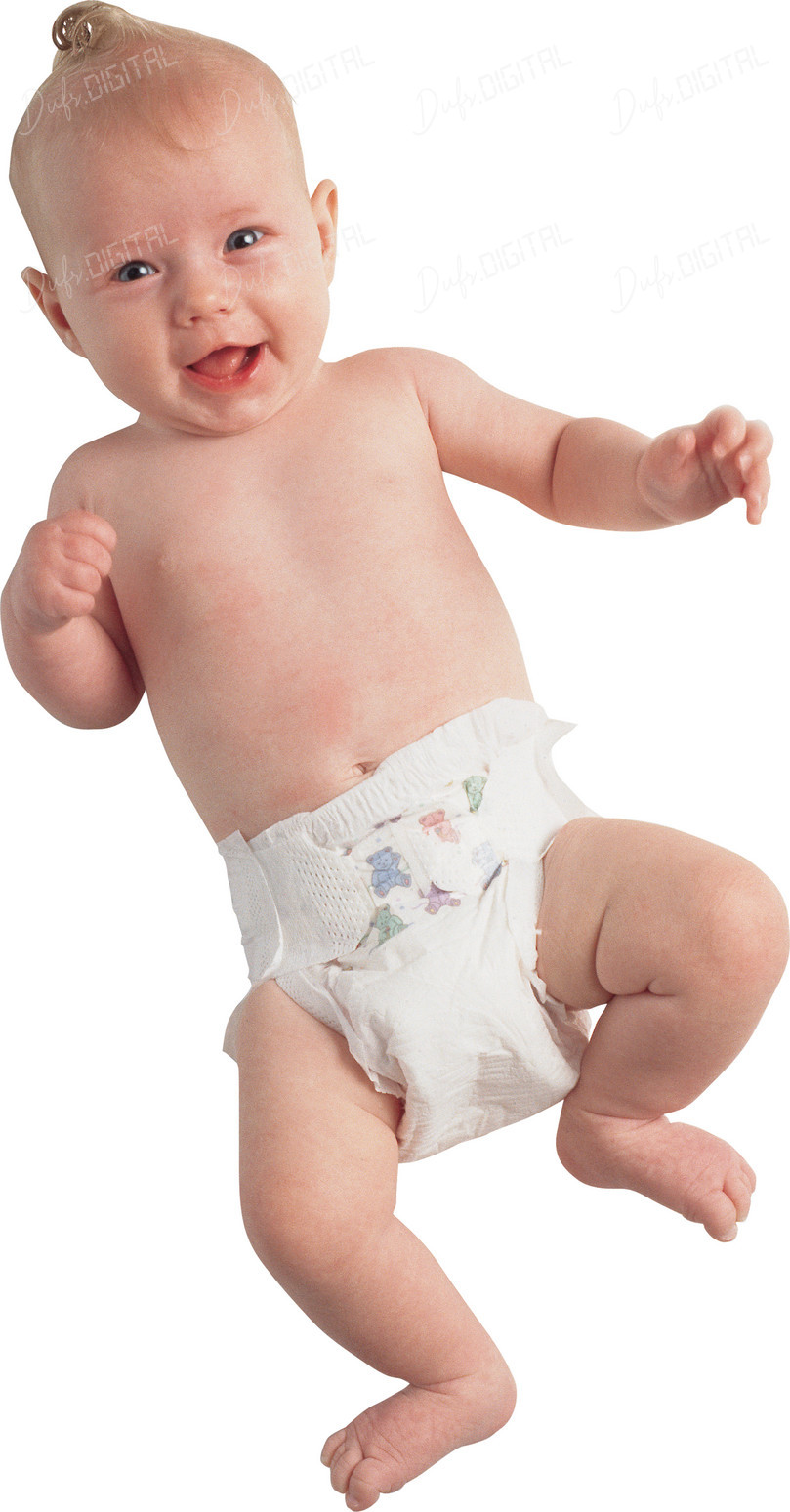 Happy Baby in Diaper